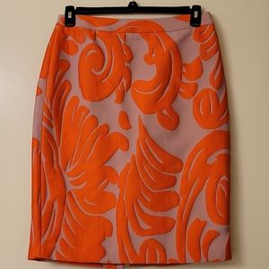 Ann Taylor Orange and Pink Midi Skirt